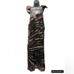 Raviya Women's Tie Dye Off The Shoulder Maxi Dress Cover Up Black Size 3X